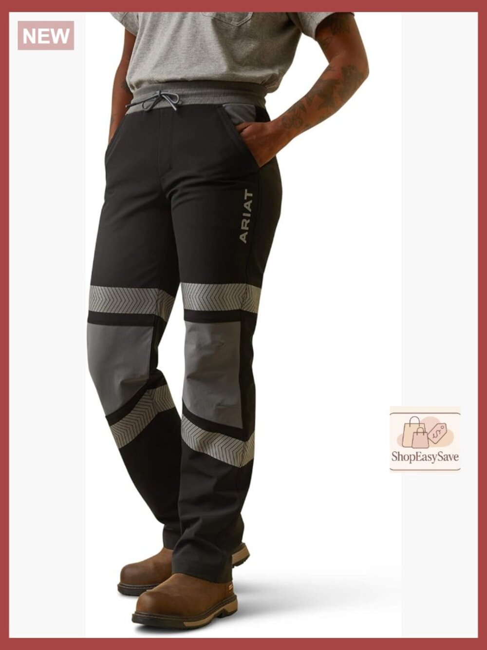 Slim Leg Pull-On Work Utility Pants Stretch Cargo Straight Leg Mid Rise
